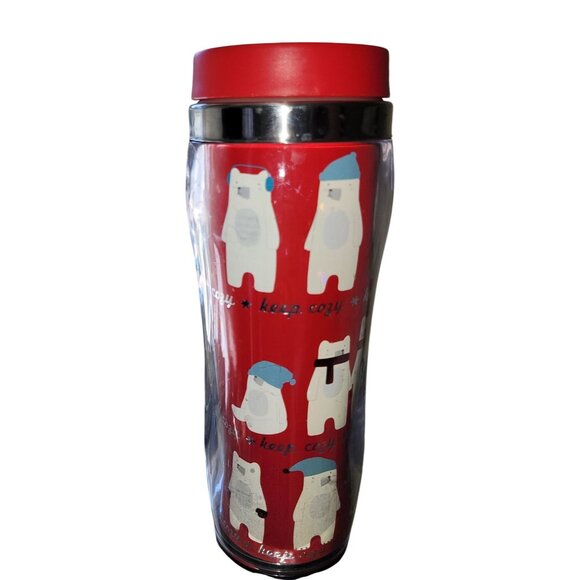 Other - Polar Bear "Keep Cozy" Insulated Travel Tumbler With Red Lid